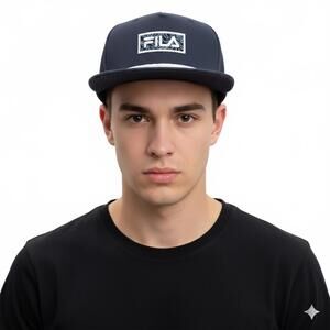 Hat / FILA Navy Blue Flat Bill Hat with Rope Detail and Mint Green Logo / New